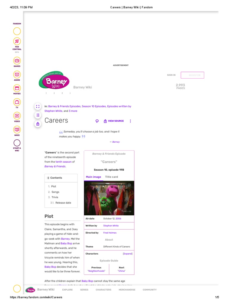 Careers - Barney Wiki - Fandom | PDF | Fandom