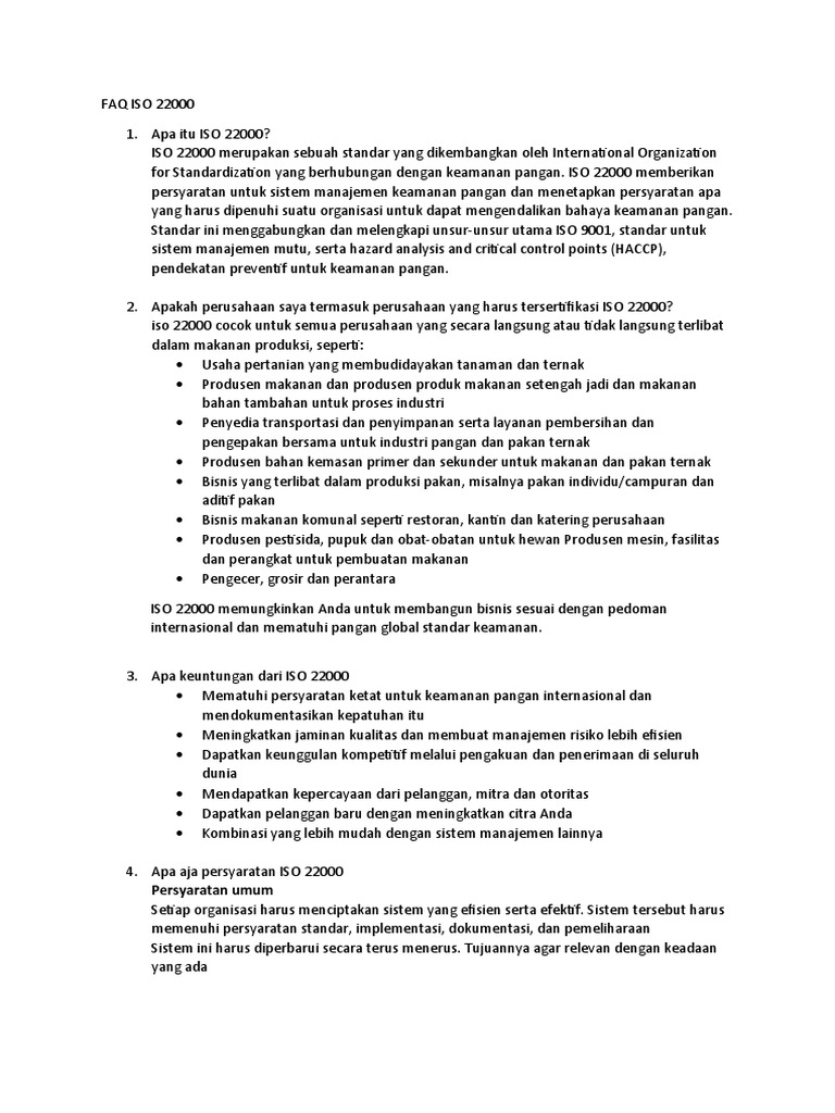 Faq Iso 22000 | PDF