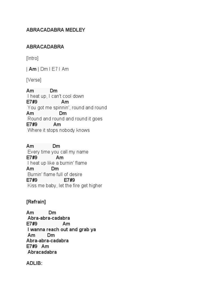 Abracadabra Medley | PDF | Songs
