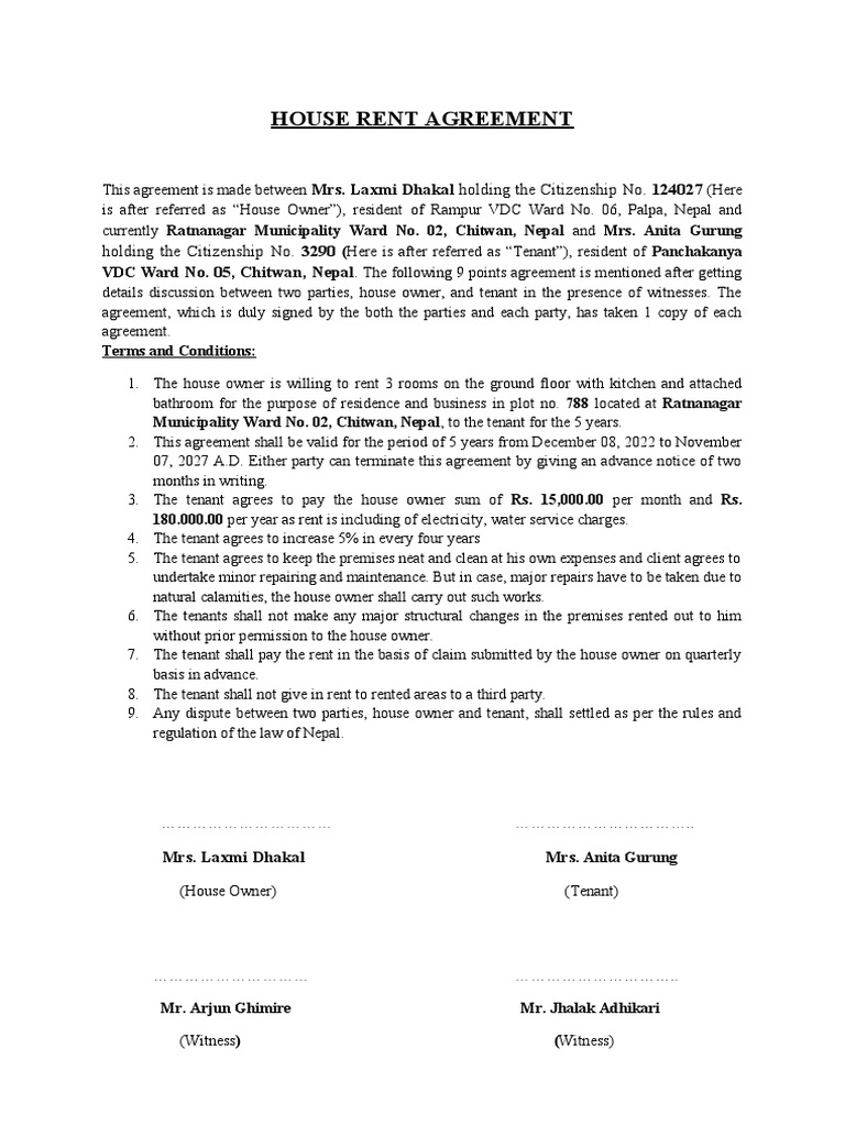 House Rent Agrement Sample | PDF | Government | Civil Law (Common Law)