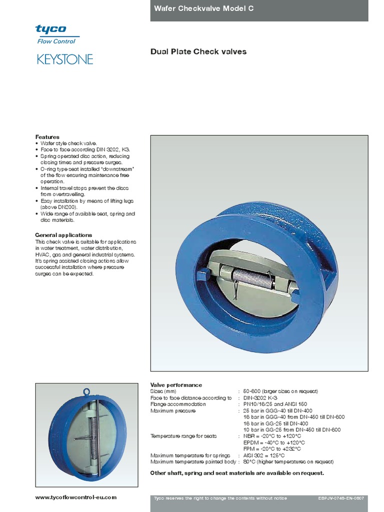 Wafer Check Valve Model C Overview | PDF | Valve | Stainless Steel