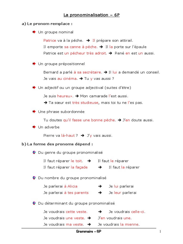 Pronominalisation | PDF | Pronom | Nombre grammatical