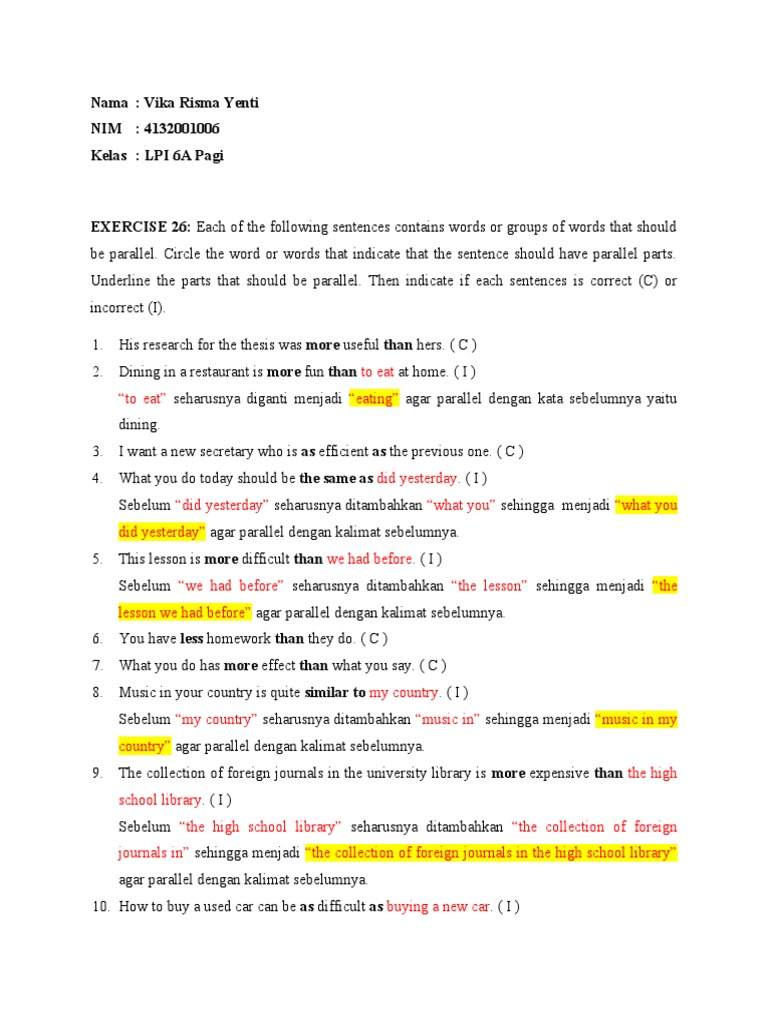 Parallel Structure Exercise Analysis | PDF | Computers