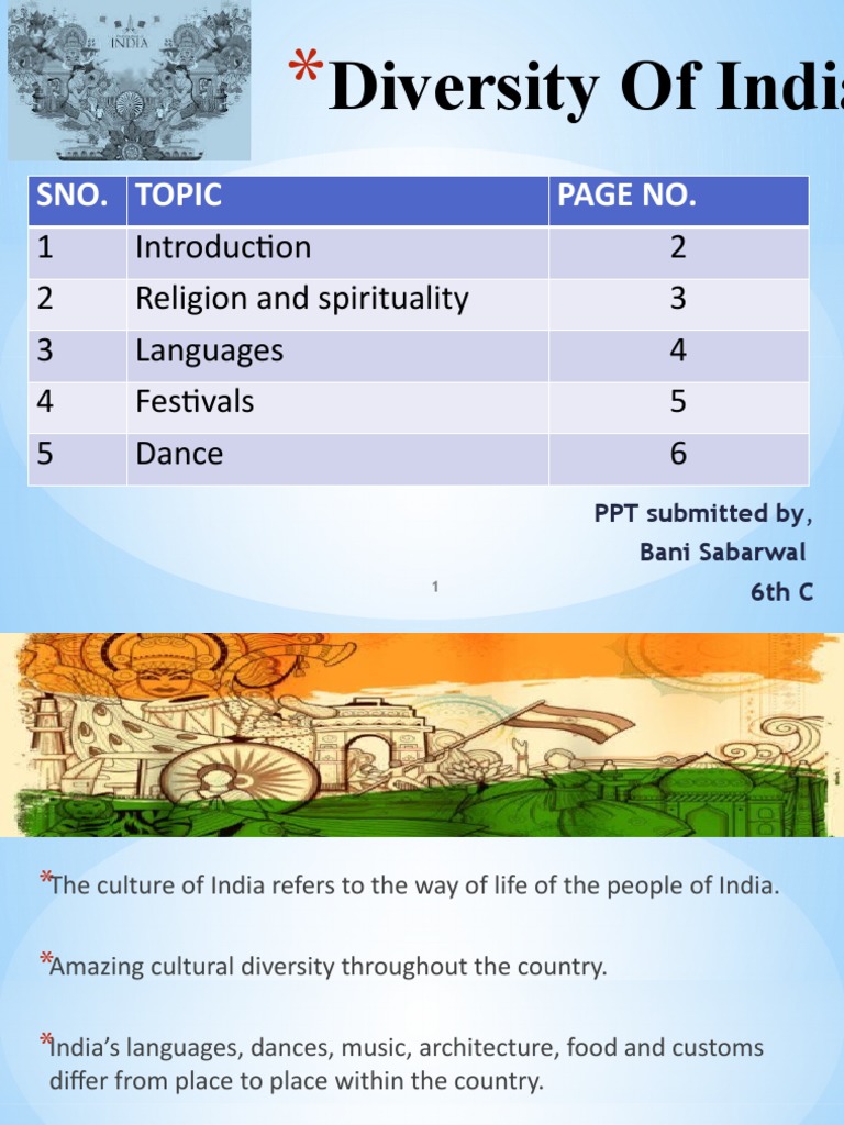 DIVERSITY OF INDIA by Bani Sabawal 6th C | PDF | Asia | South Asia