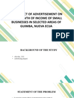 The Impact of Advertisement On The Growth of Income of Small Businesses in Selected Areas of Guimba, Nueva Ecija