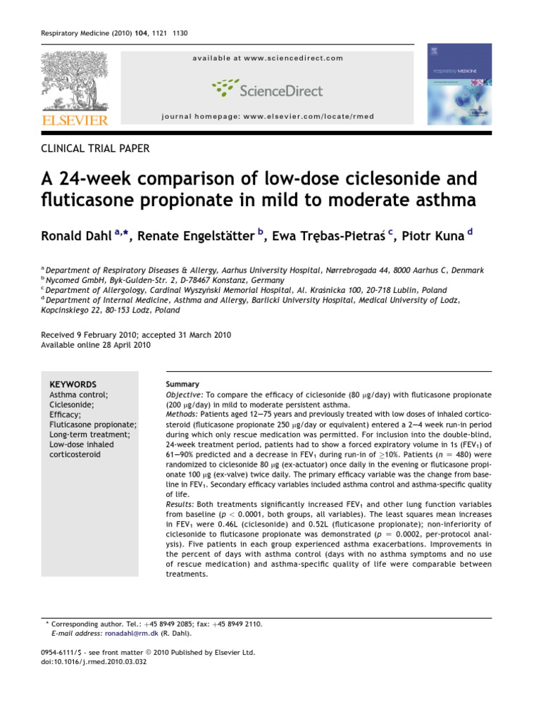 A 24 Week Comparison of Low Dose Ciclesonide and Fluticason - 2010 ...