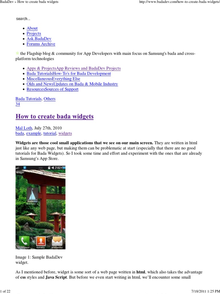 BadaDev How To Create Bada Widgets | PDF | Cascading Style Sheets | Zip ...