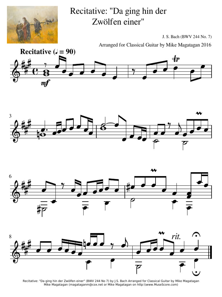 Bach's Recitative for Guitar by Magatagan | PDF