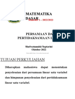 Matematika Dasar: Persamaan Dan Pertidaksamaan Linear