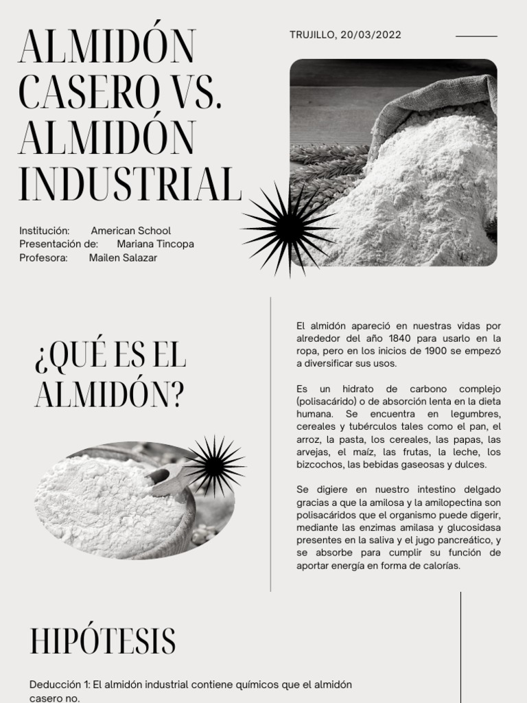 Comparativa: Almidón Casero e Industrial | PDF | Carbohidratos | Almidón