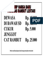 Dewasa Rp. 15.000 Di Bawah SD Rp. 12.000 Cukur Jenggot Rp. 5.000 Cat Rambut Rp. 25.000