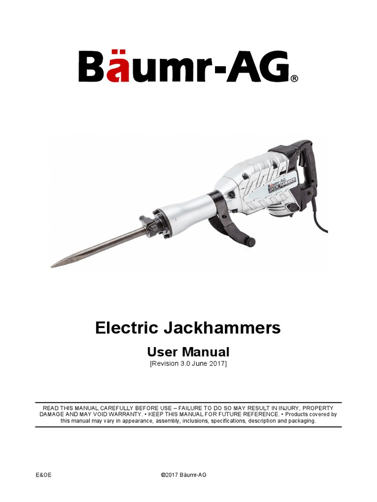 Electric Jackhammers User Manual PDF Safety Injury