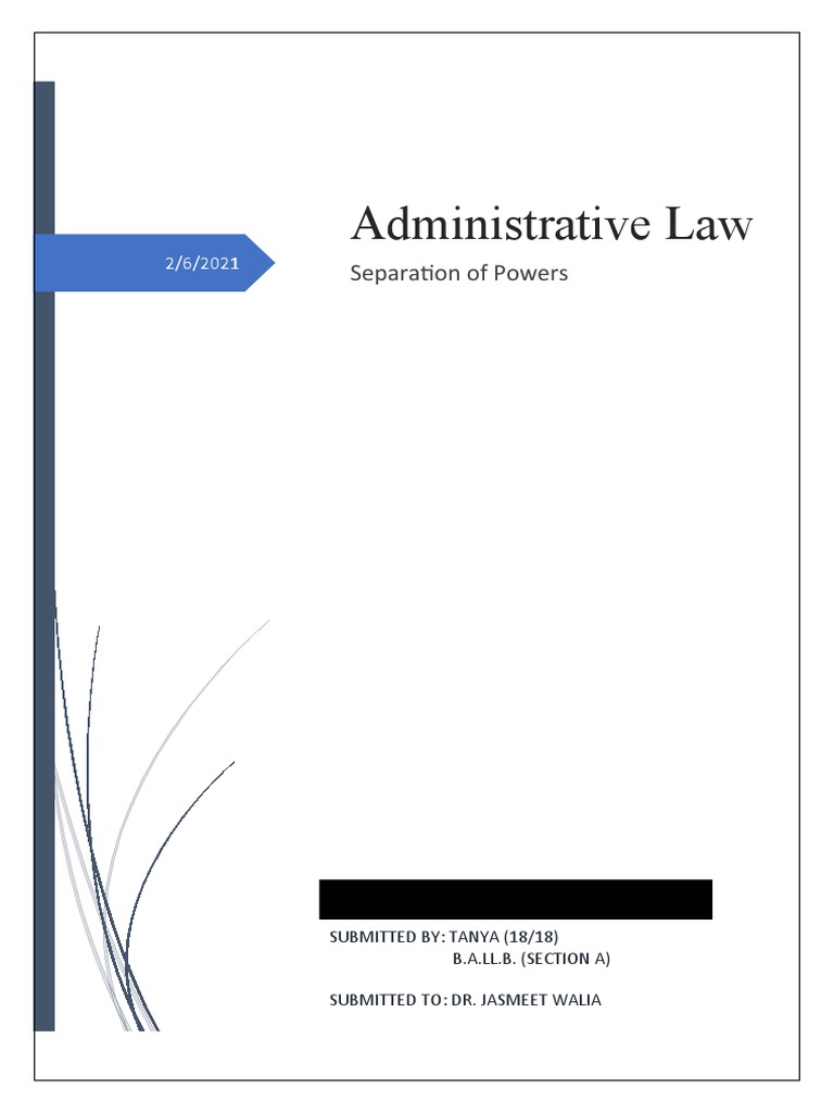 Administrative Law PDF Separation Of Powers United States Congress