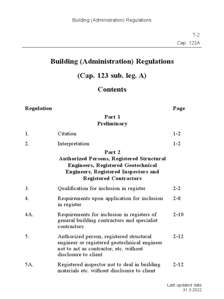 Cap 123A Consolidated Version For The Whole Chapter (31032022) (English) PDF Engineer