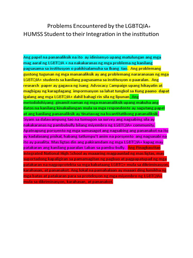 Problems Encountered by The Lgbtqia Humss Student To Their Integration ...