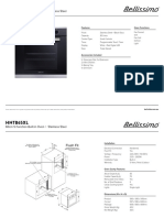 Spec Sheet - 60cm 5 Function Built-In Oven Stainless Steel + Black Glass - HNTB65XL