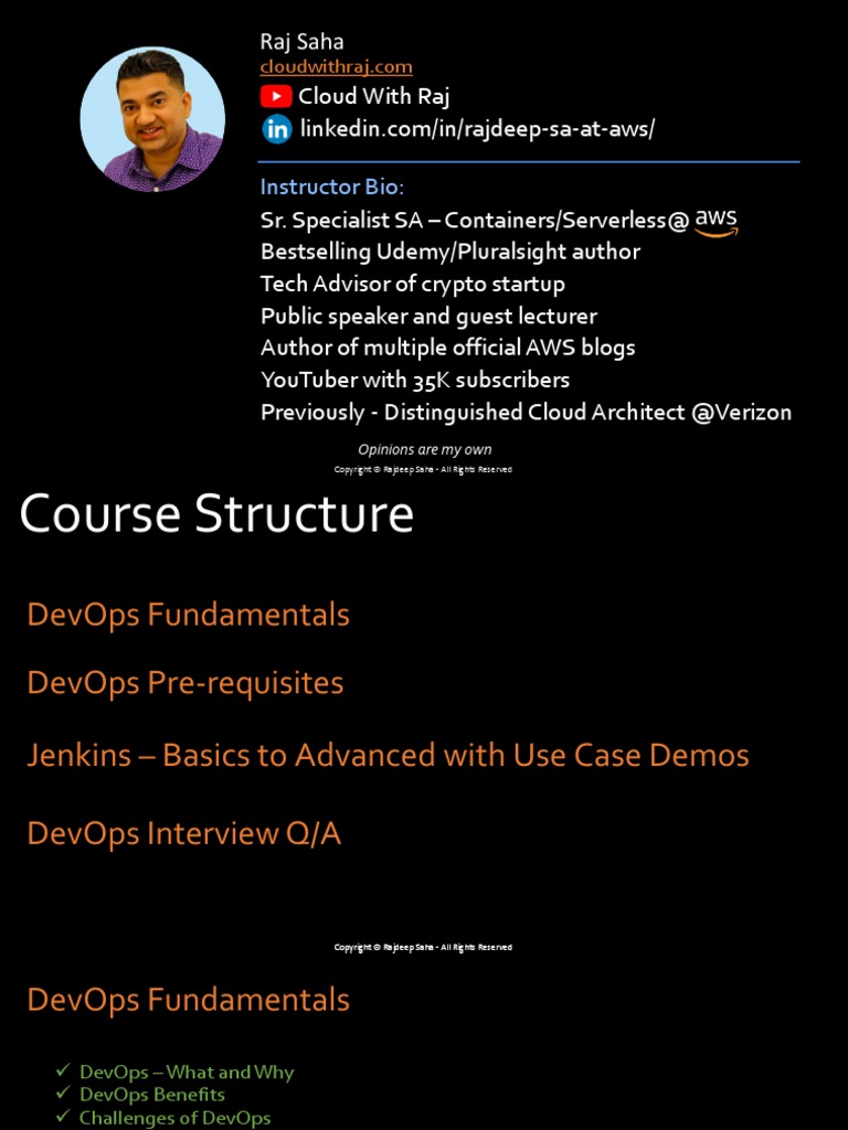 Raj Saha Cloud With Raj: Instructor Bio | PDF | Amazon Web Services ...