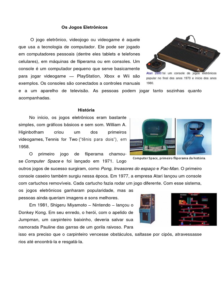 História e Evolução dos Jogos Eletrônicos | PDF | Videogames | Jogos