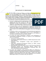 Joint Affidavit of Undertaking PCO Requirements