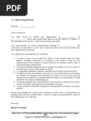 Appointment Letter