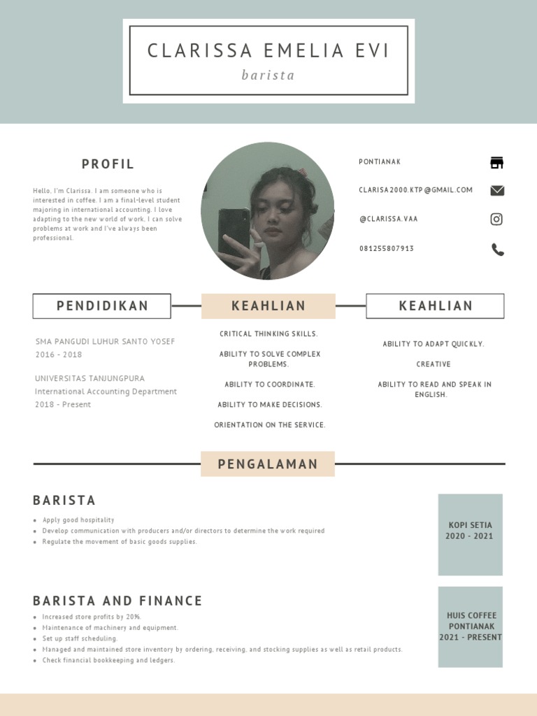 Cv Clarissa Emelia Evi Pdf Business Business Economics