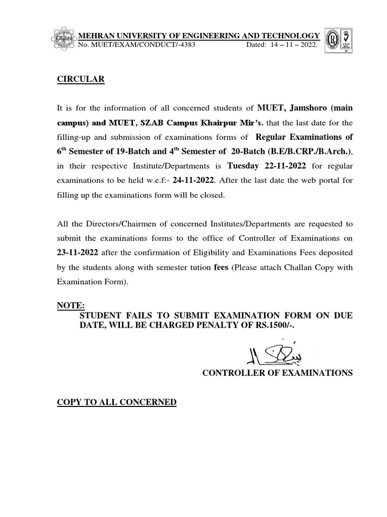 Circular Regarding Fees For 1920Batches PDF