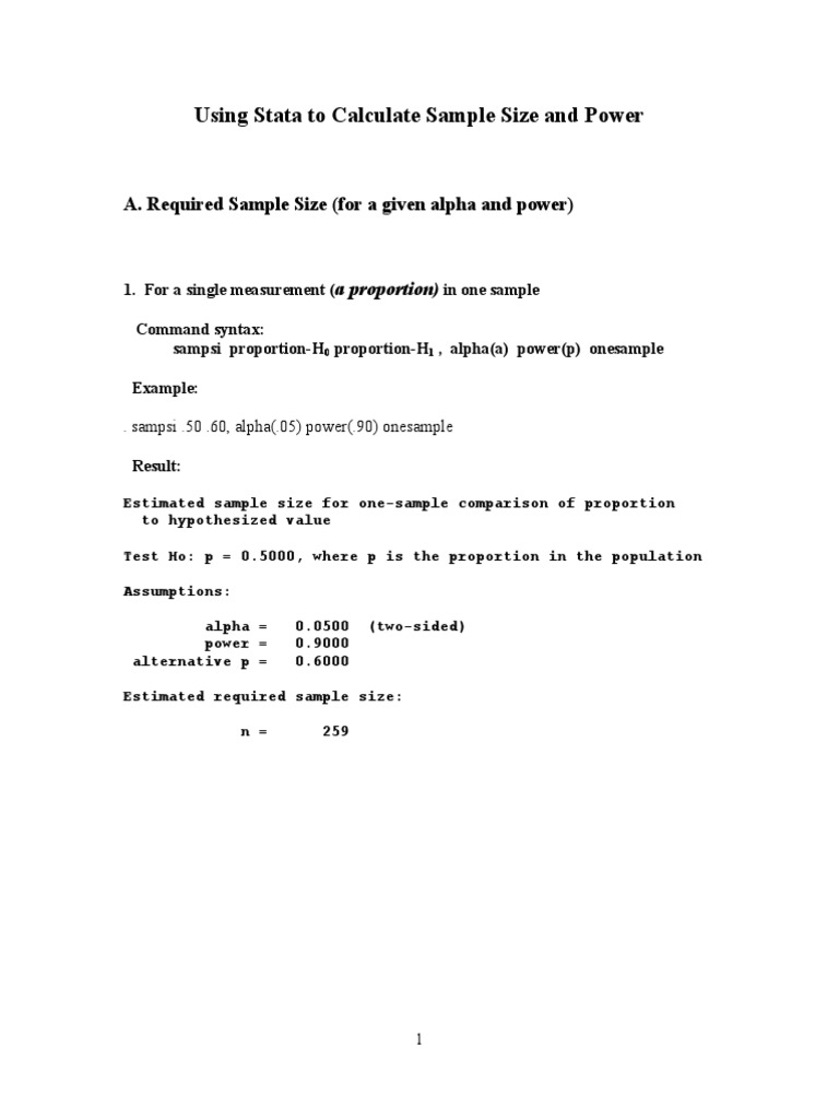 Calculate Sample Size and Power Using Stata | PDF | Teaching Methods ...