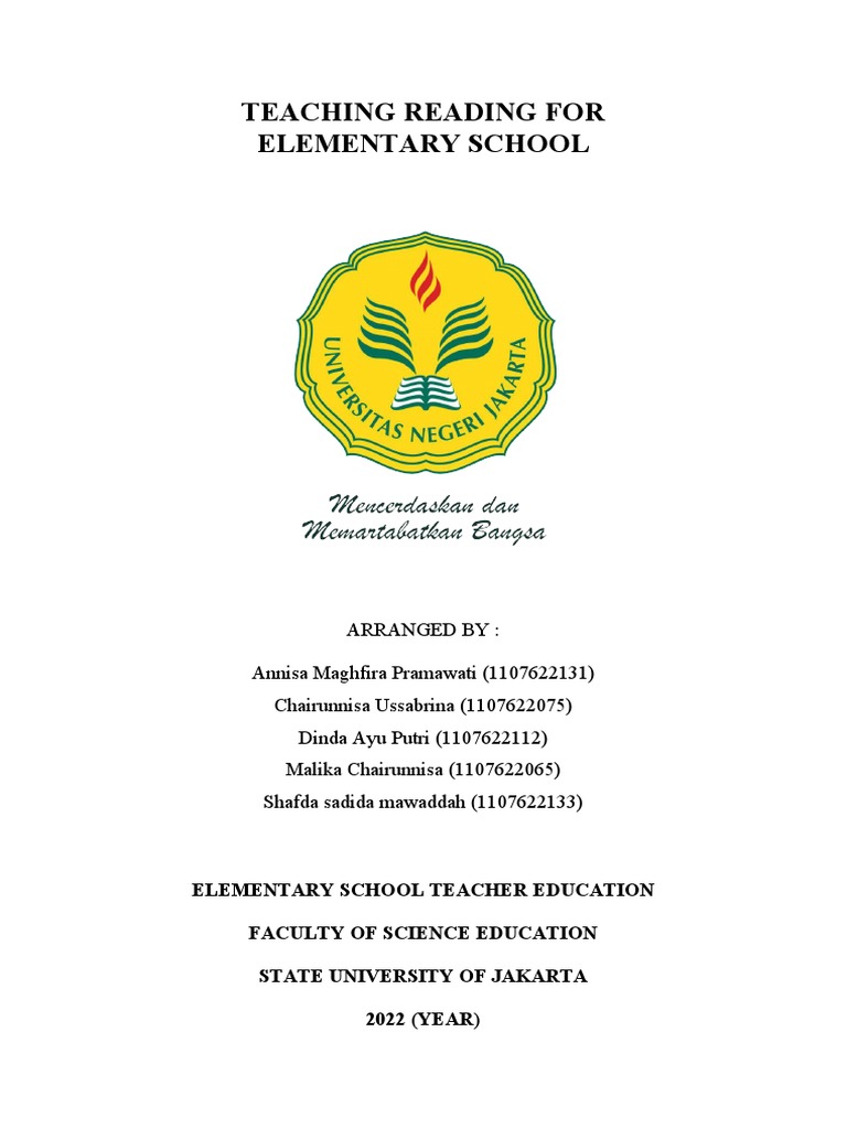 Makalah kel 7 teaching reading to elementary school english pdf