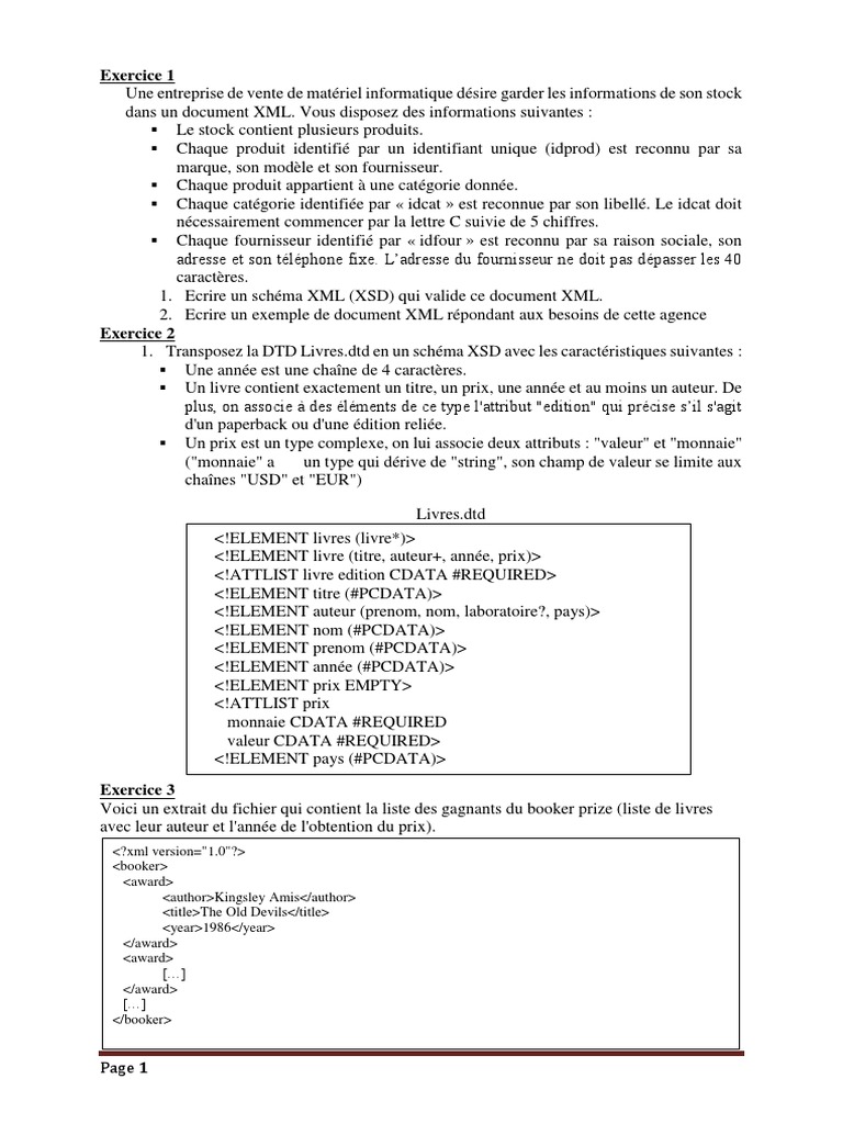 Schéma XML et XPath pour livres et stock | PDF | XML | Informatique