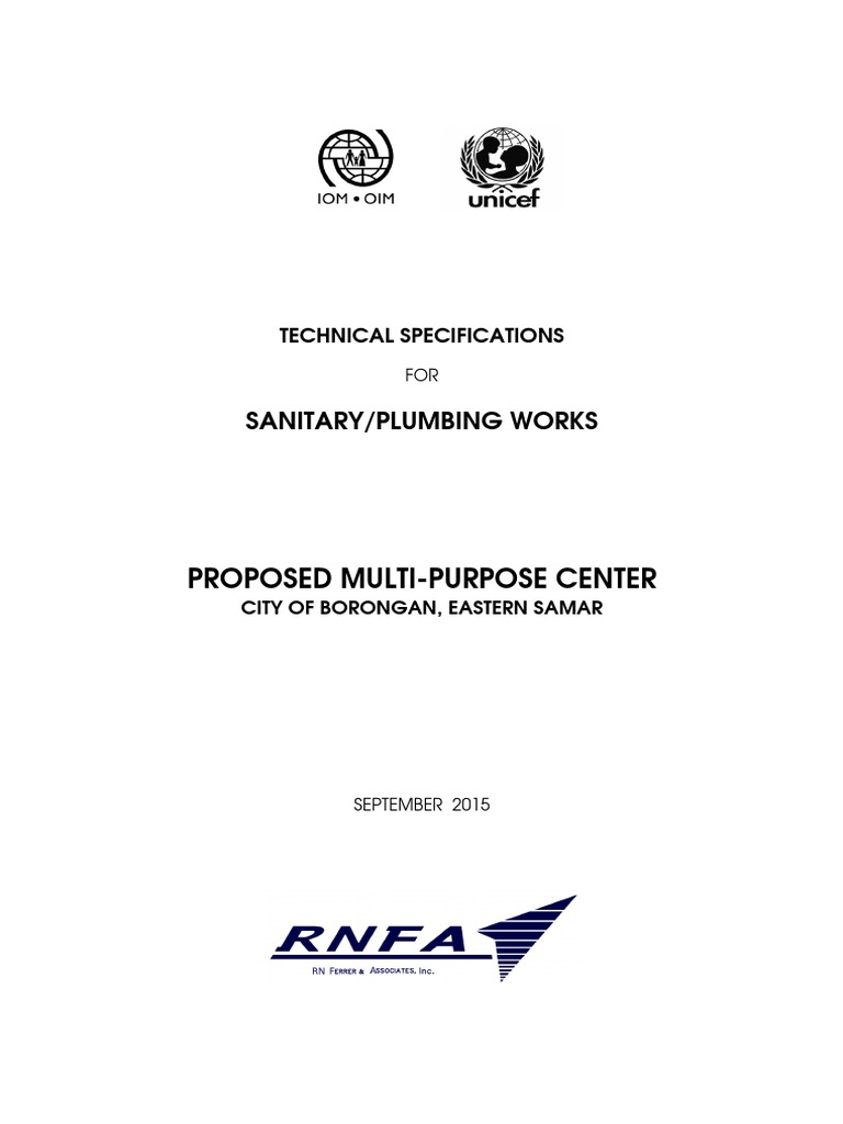 Plumbing Specifications for Multi-Purpose Center | PDF | Plumbing | Valve