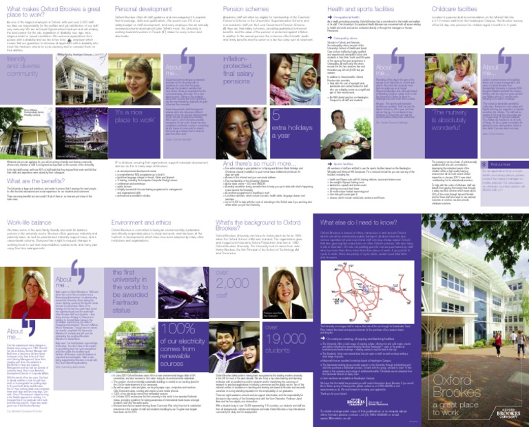 Benefits of Working at Brookes PDF Pension Day Care