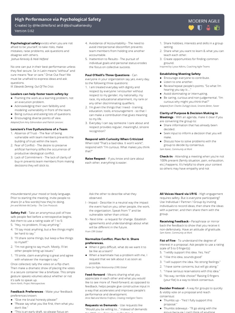 High Performance Via Psychological Safety | PDF | Curiosity | Social ...