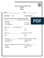 Grade 3 Science Final Term 2022