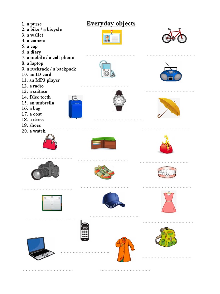 Everyday Objects Worksheet | PDF