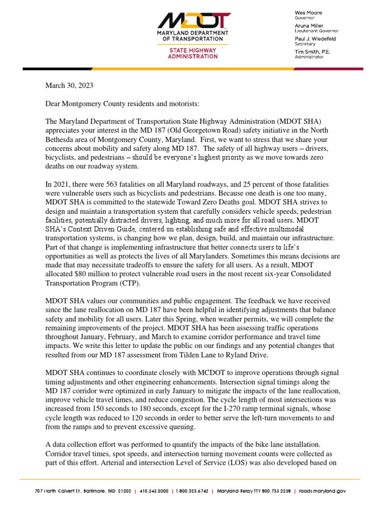 State Highway's Old Road/MD 187 Interim Analysis PDF