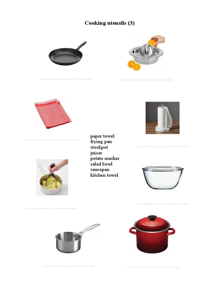Cooking Utensils Worksheet 3 PDF