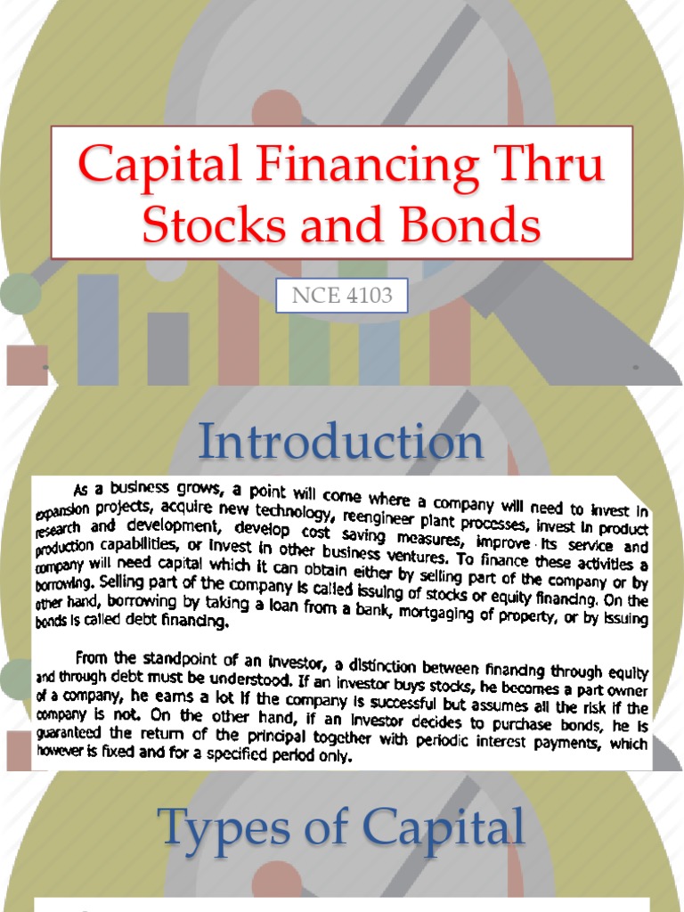 Lesson 04 Capital Finacing Thru Stocks and Bonds PDF Bonds (Finance) Stocks