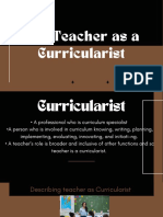 The Teacher As A Curricularist