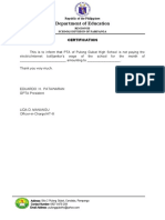 PTA Certification for Pulong Gubat High School Utility Bills