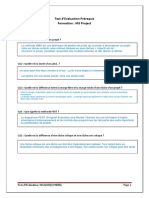 Test D'evaluation Prérequis Formation: MS Project: Partie 1