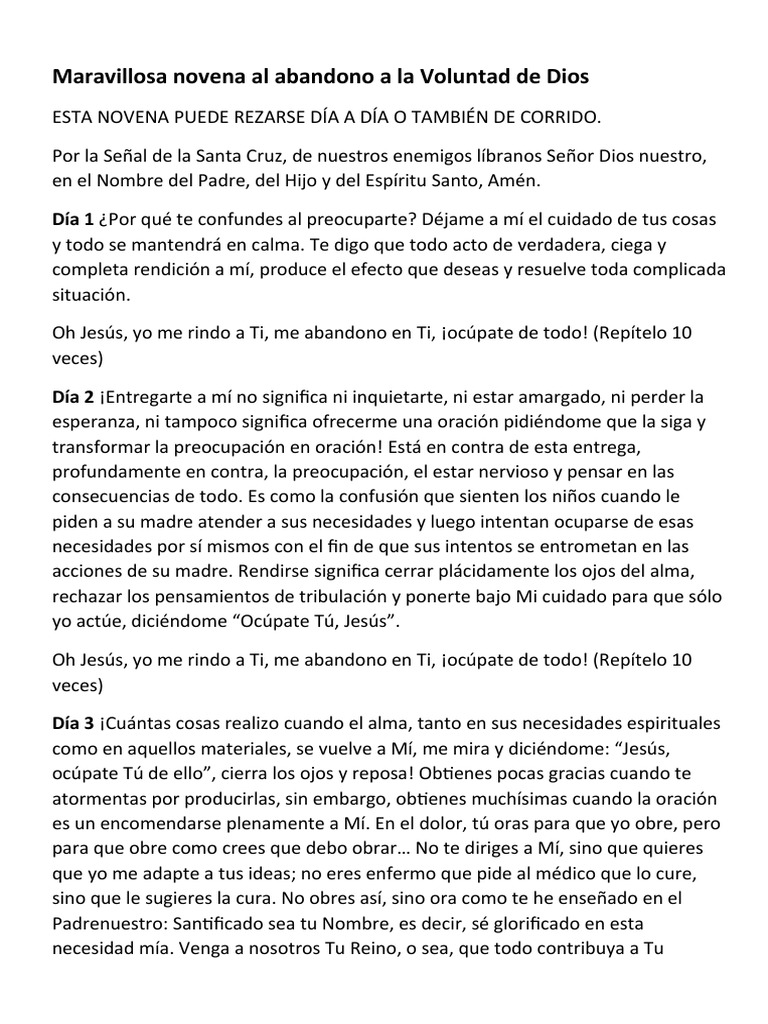 Novena Abandono Padre | PDF | Oración | Amor