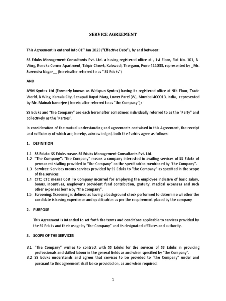 Staffing Service Agreement | PDF | Invoice | Business