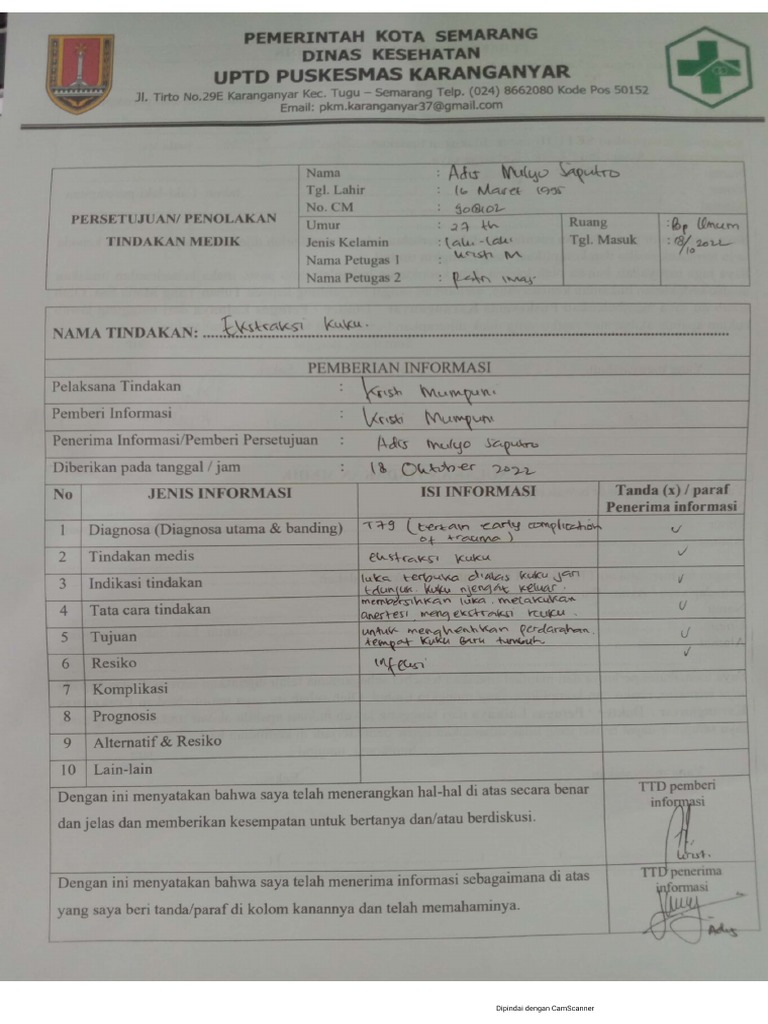 Form Tindakan Adis | PDF