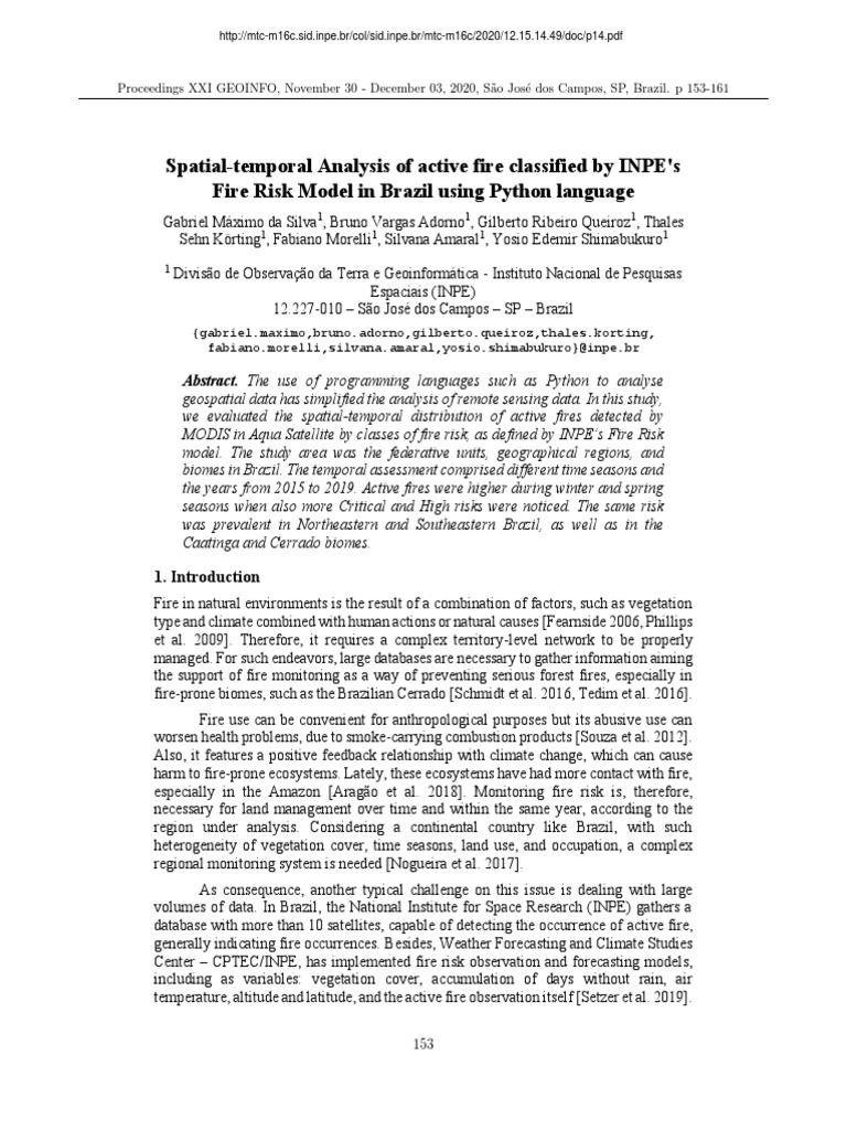 Spatial temporal analysis of active fire classified by inpe s fire risk