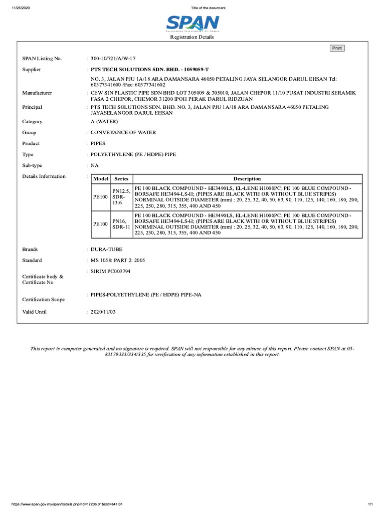 SPAN DuraPipe HDPE PDF