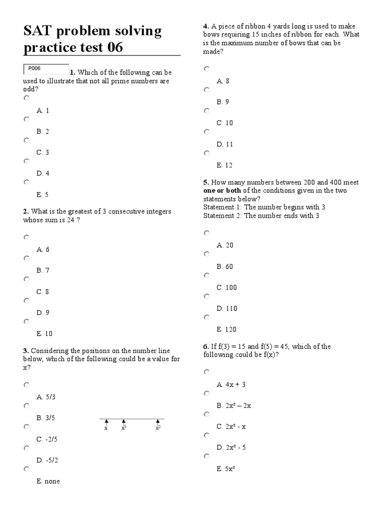 SAT Problem Solving Practice Test 06 | PDF | Area | Mathematical Objects
