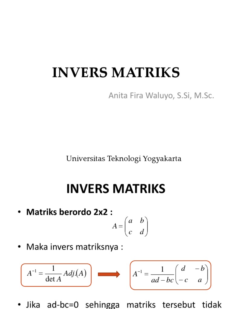 Invers Matriks Ordo 3x3 dan Adjoin | PDF
