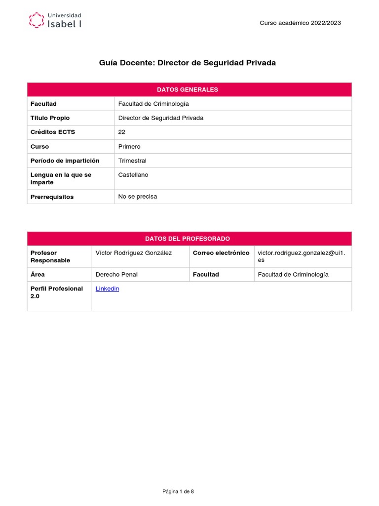 Curso Director Seguridad Privada | PDF | Valores | Privacidad de la ...