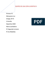 Nombres de Equipos de Liga Copa Juventud Ii Edicion 2023