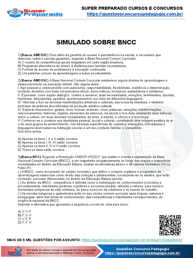 Simulado Sobre BNCC Gabarito | PDF | Tecnologia da Informação e ...
